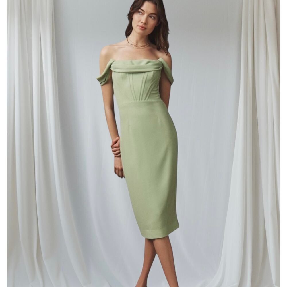 Dress The Population x Anthropologie Vickie Corset Midi Dress Size S Mint